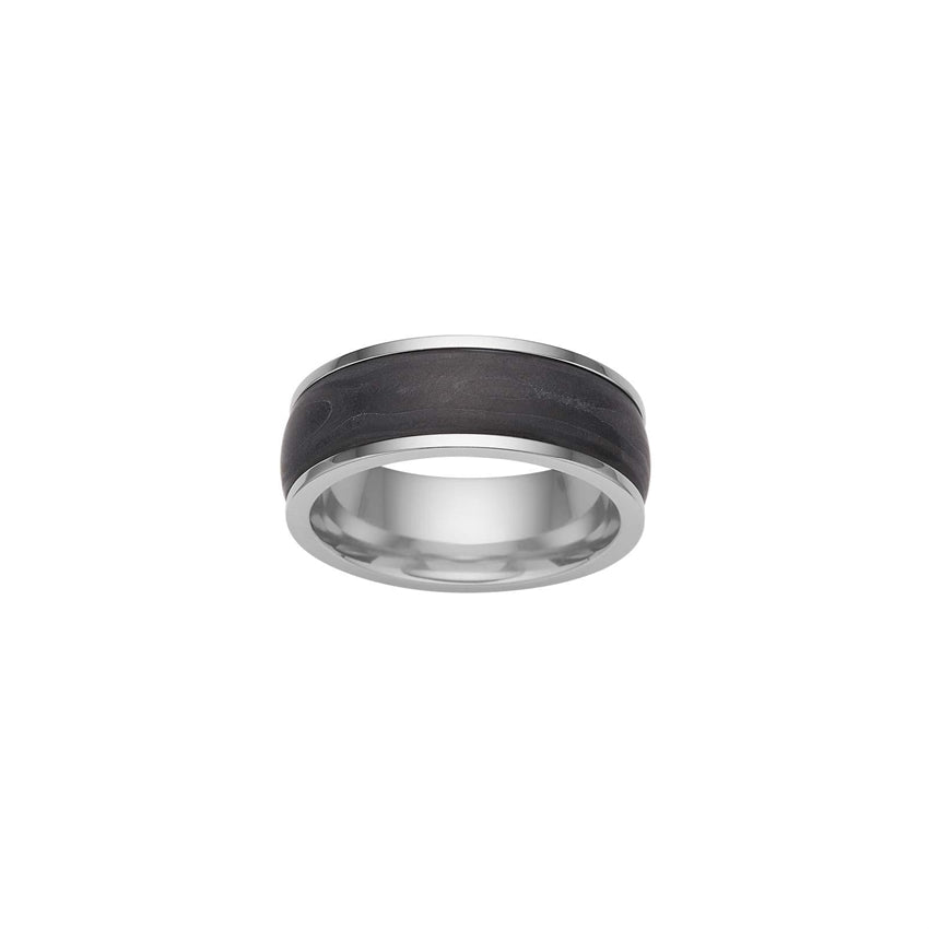 Herre ring i blankt stål med sort carbon fra Nordahl Andersen